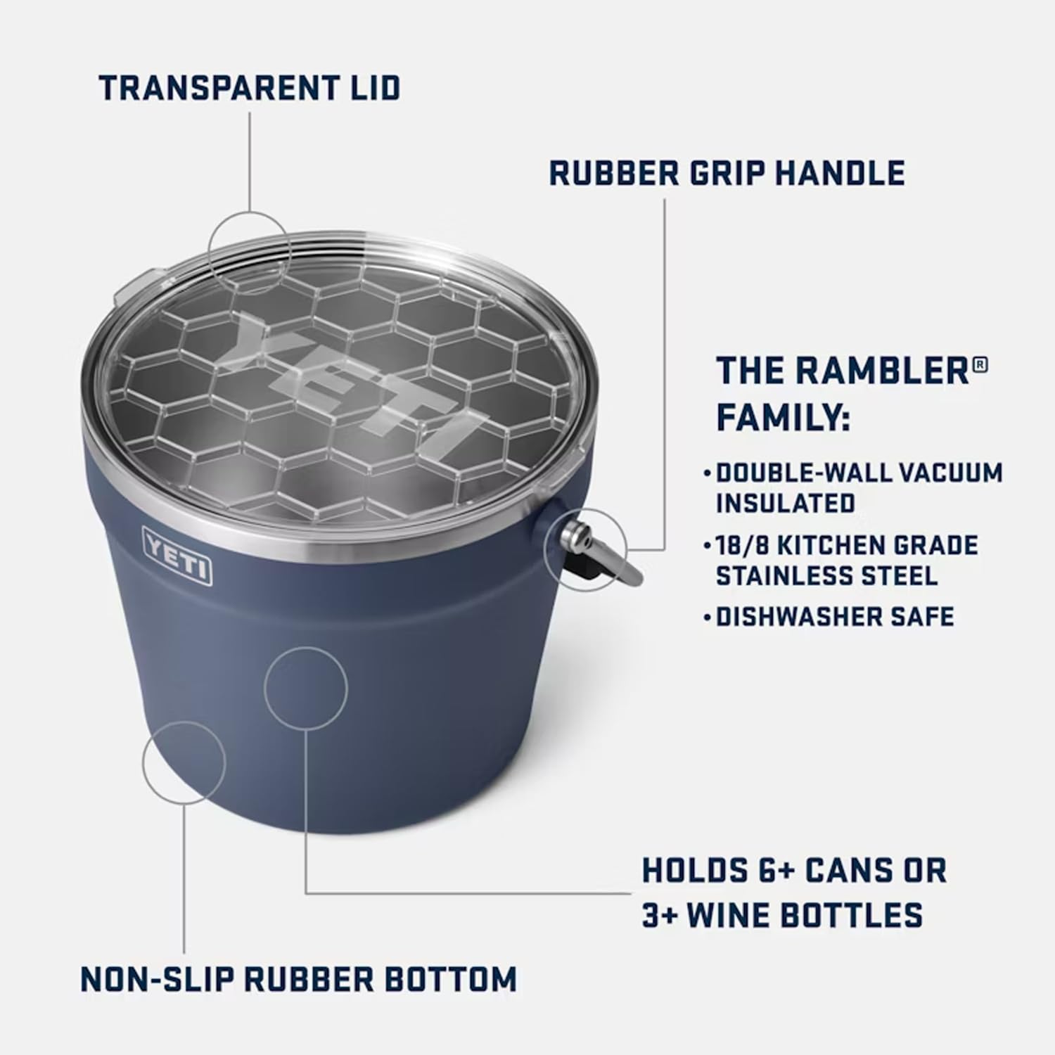 YETI Beverage Bucket — Eisbehälter aus Edelstahl für 6 Flaschen