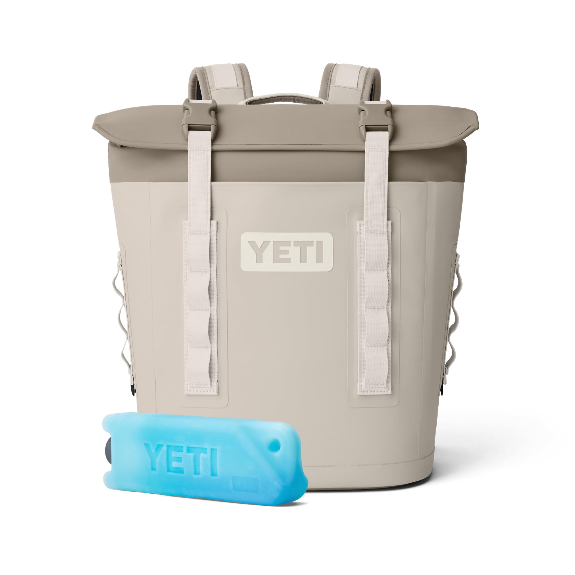 YETI Hopper M12 Rucksack-Softkühler mit MagShield-Zugang, Cape Taupe mit ICE Block Kühlakku, 450 g