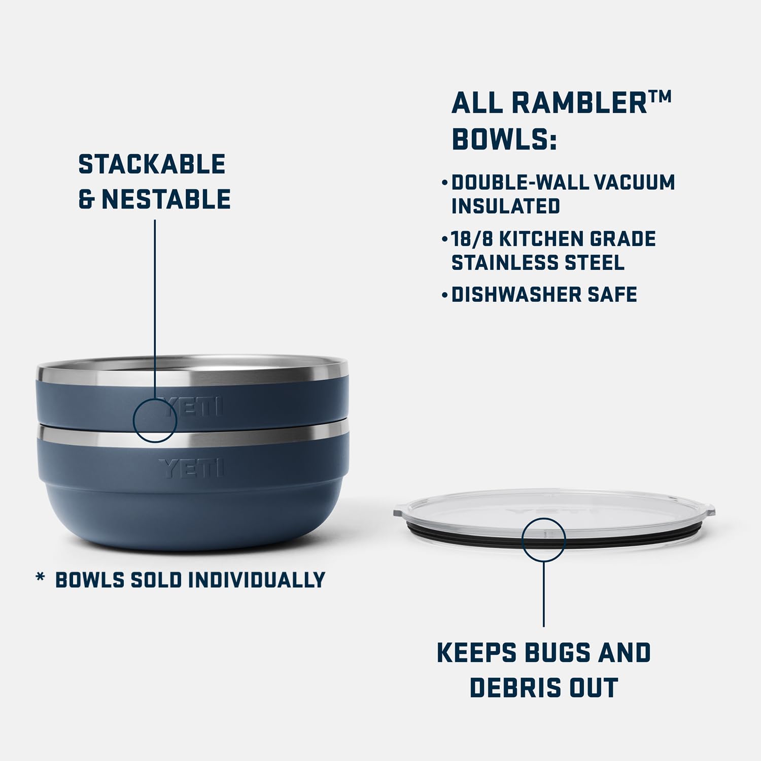 YETI Rambler Low Bowl 3,6 Quart – Vakuumisolierte Edelstahl-Schale mit Deckel, Cherry Blossom