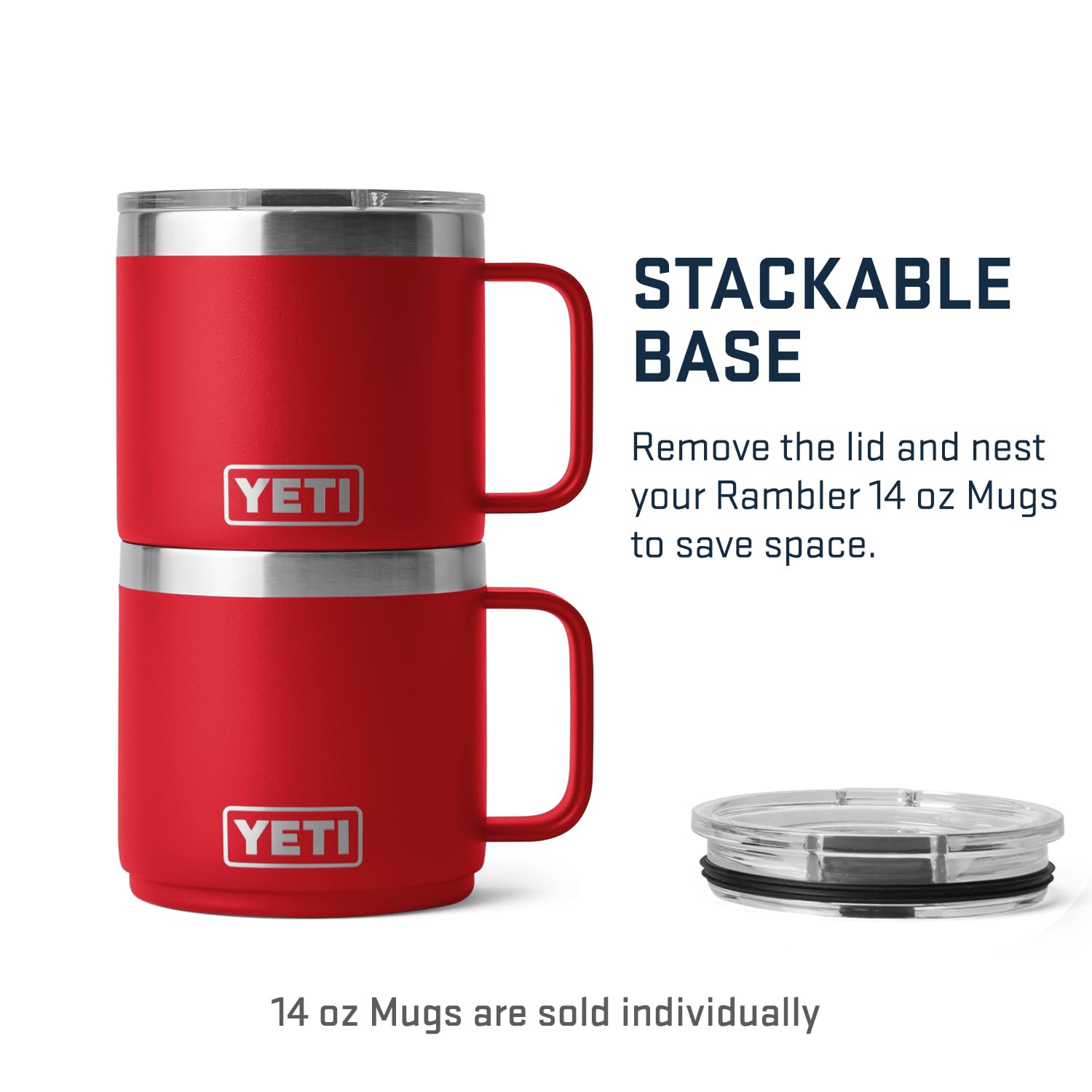 YETI Rambler 14 oz Stackable Mug – Edelstahl, stapelbar, vakuumisoliert