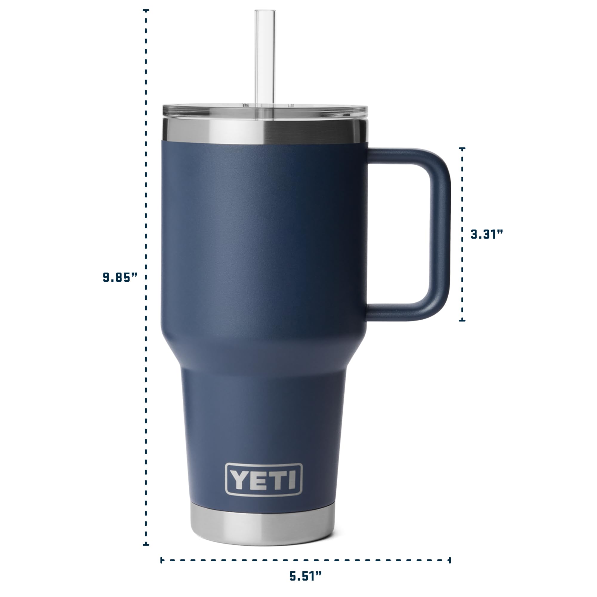 YETI Rambler 35 oz Straw Mug 2.0 – Isolierbecher mit Strohhalm, Marineblau