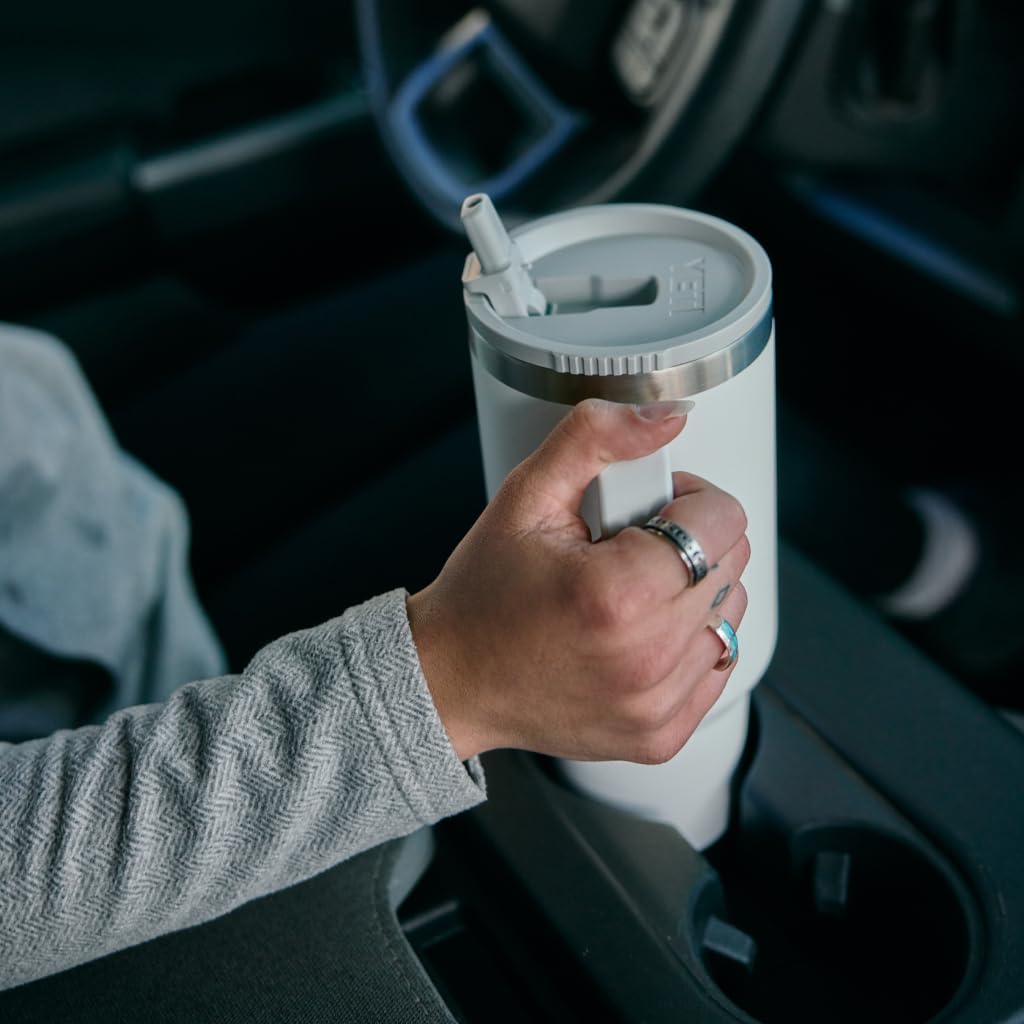 YETI Rambler 40 oz Travel Mug mit Trinkhalmdeckel – Edelstahl, vakuumisoliert, auslaufsicher, passend für Getränkehalter, Heuschrecke
