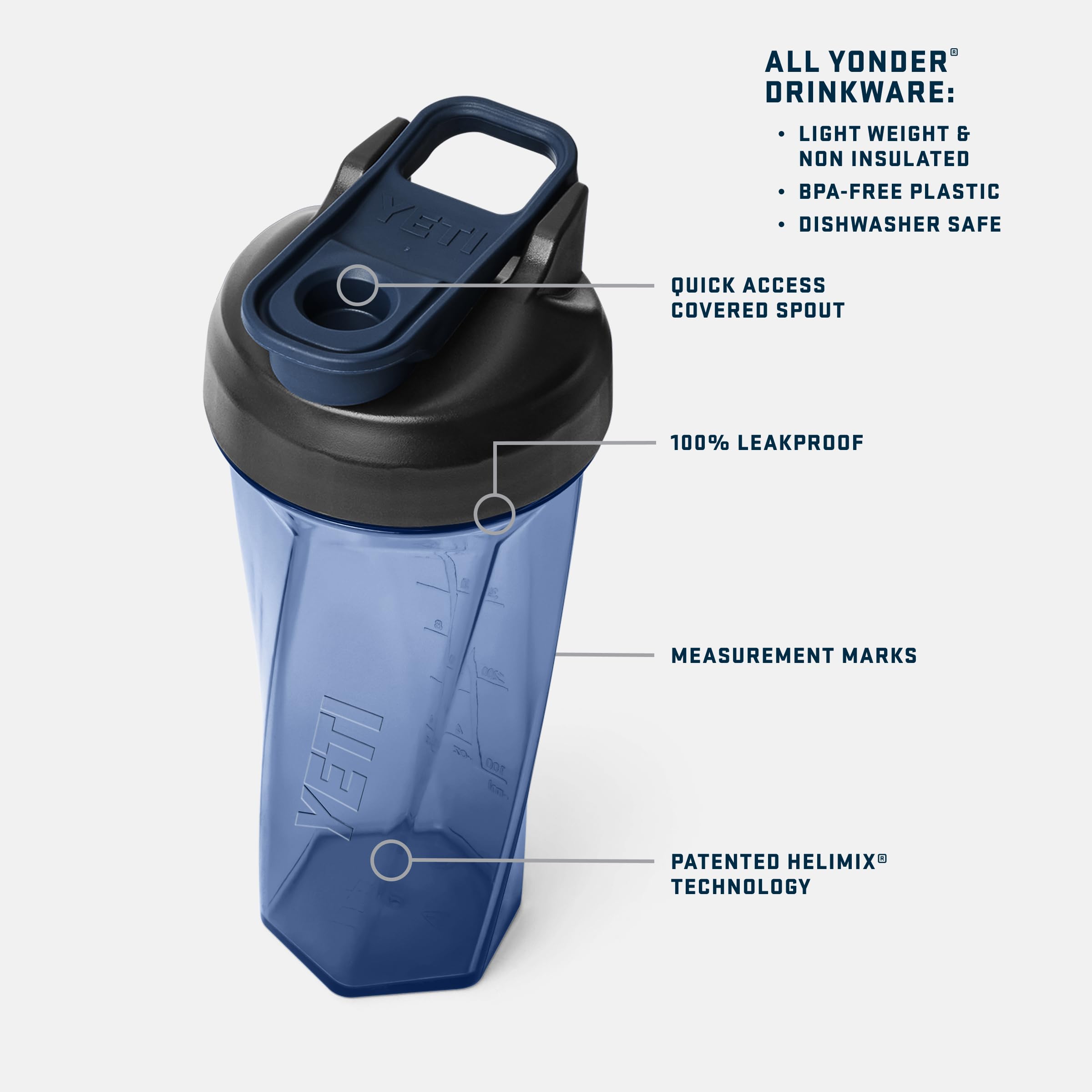 YETI Yonder Helimix Vortex Shaker-Flasche 27 oz – Mischtechnologie ohne Kugel, USA hergestellt