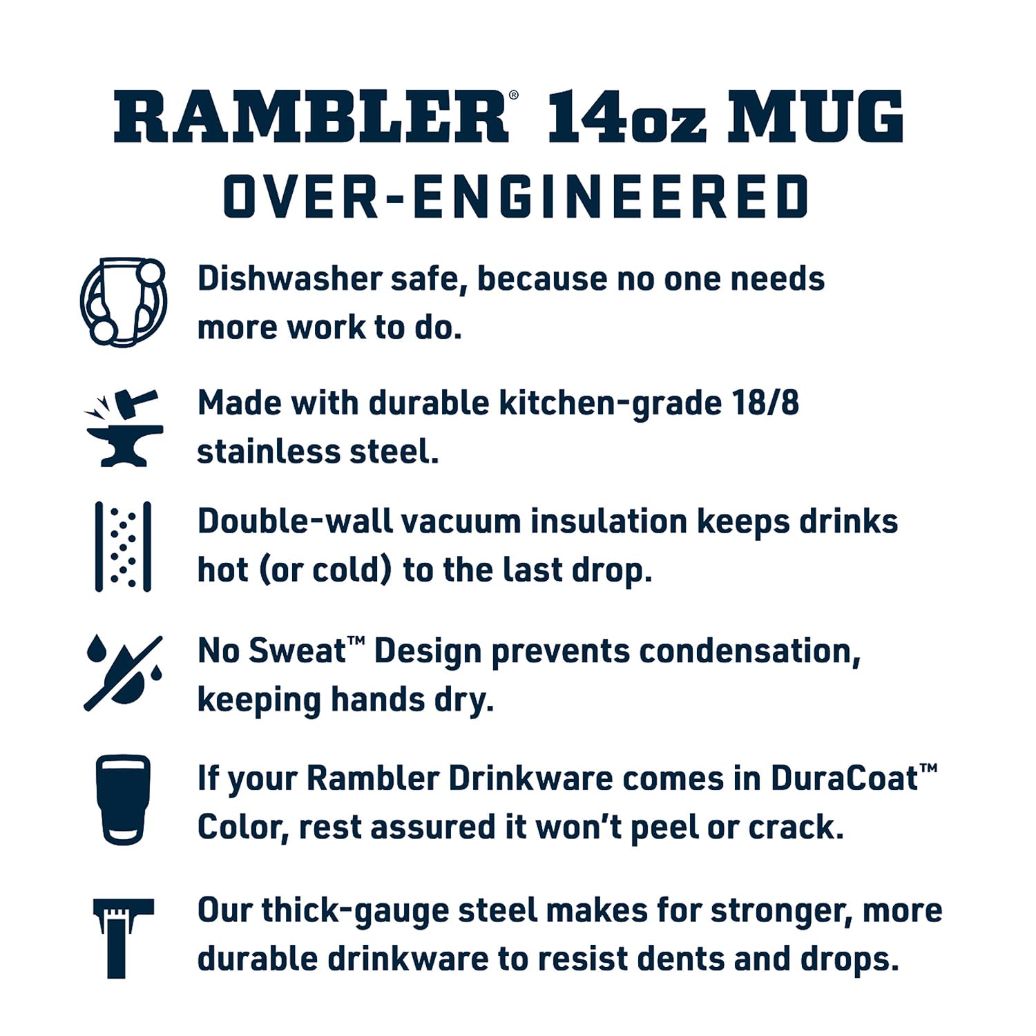 YETI Rambler 14 oz Stackable Mug – Edelstahl, stapelbar, vakuumisoliert