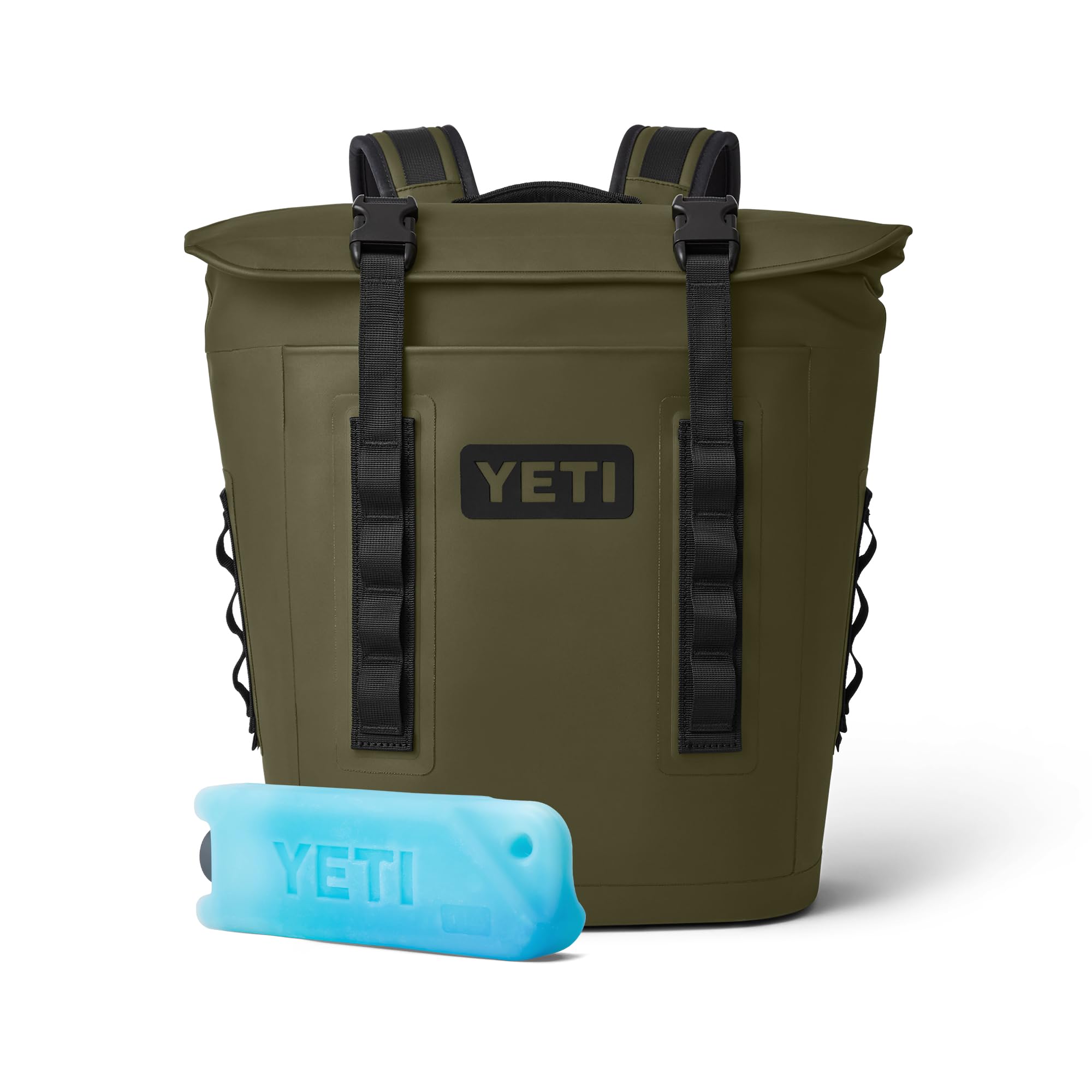 YETI Hopper M12 Backpack Soft Cooler Rucksack, Olive mit ICE Block 1 lb Kühlakku