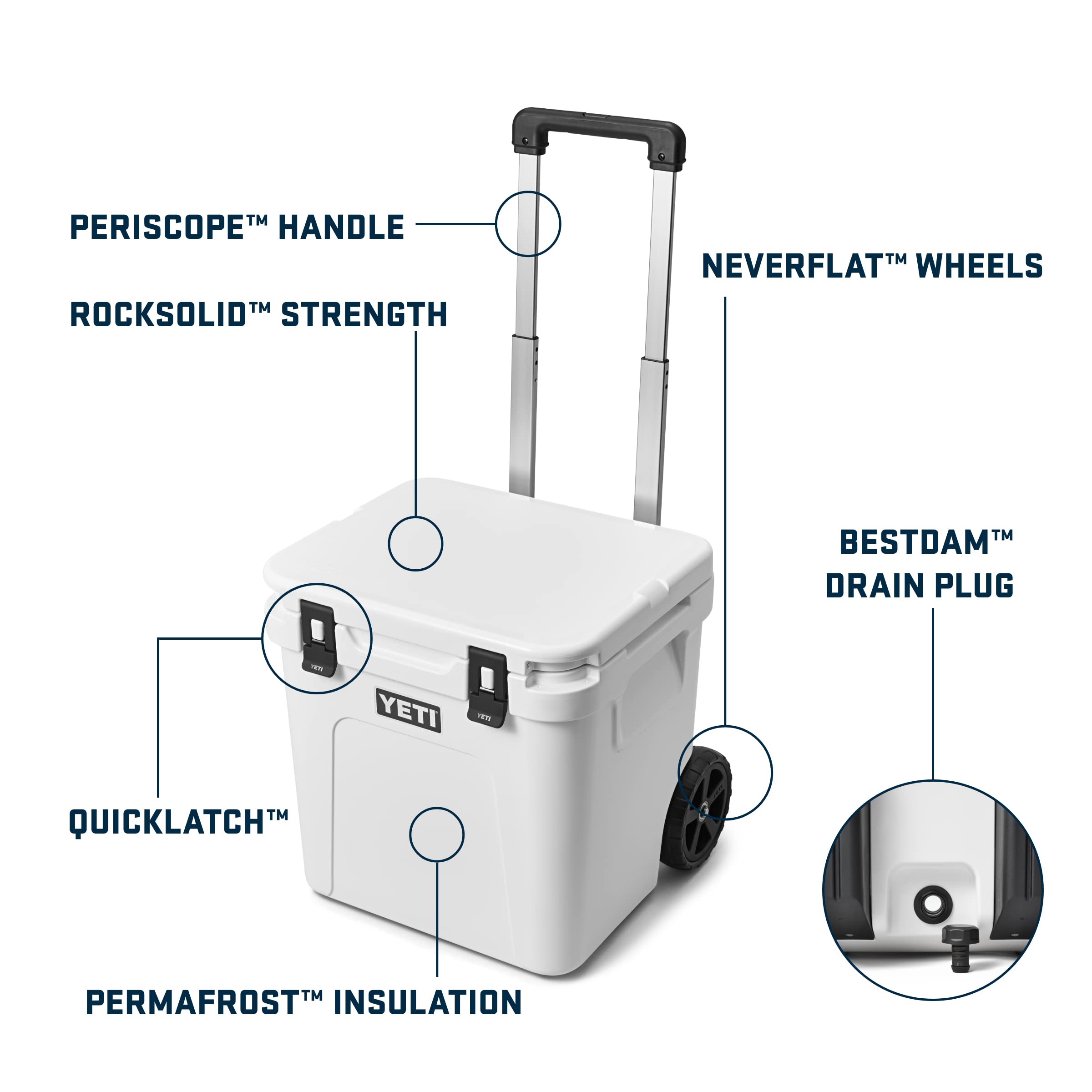 YETI Roadie 48 Rollkühler mit ausziehbarem Periskopgriff