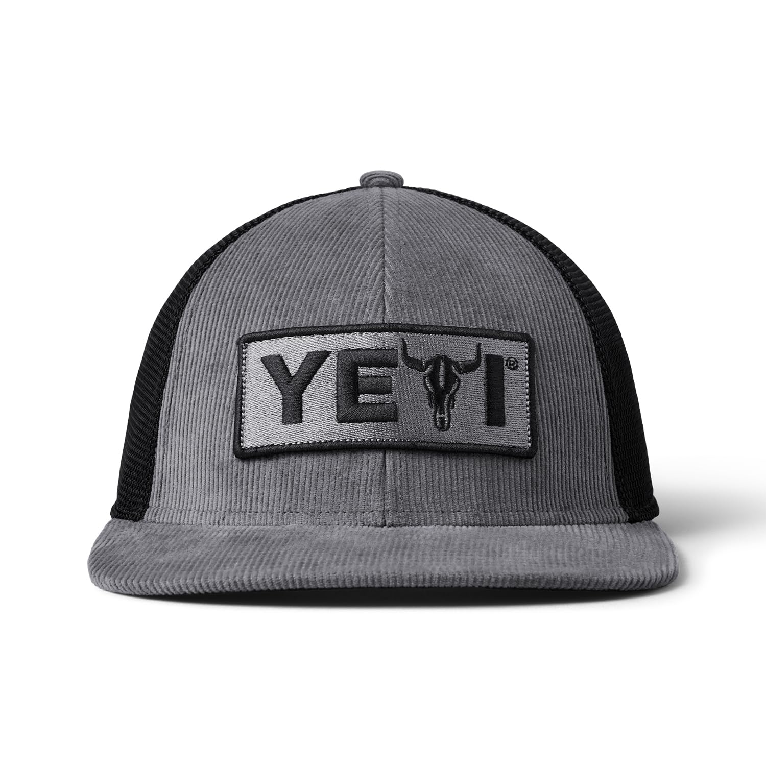 YETI Steer Badge Corduroy Flat Brim Hat, Schwarz