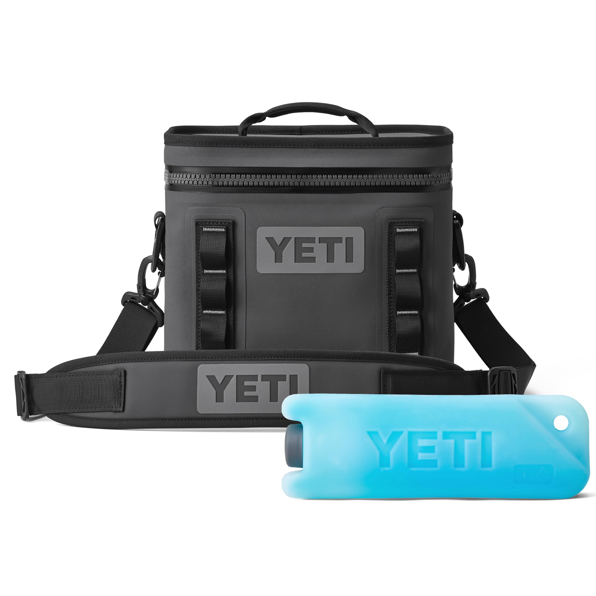 YETI Hopper Flip 12 Portabler Cooler – Charcoal mit ICE Block nachfüllbarem Kühlakku (1 Pfund)