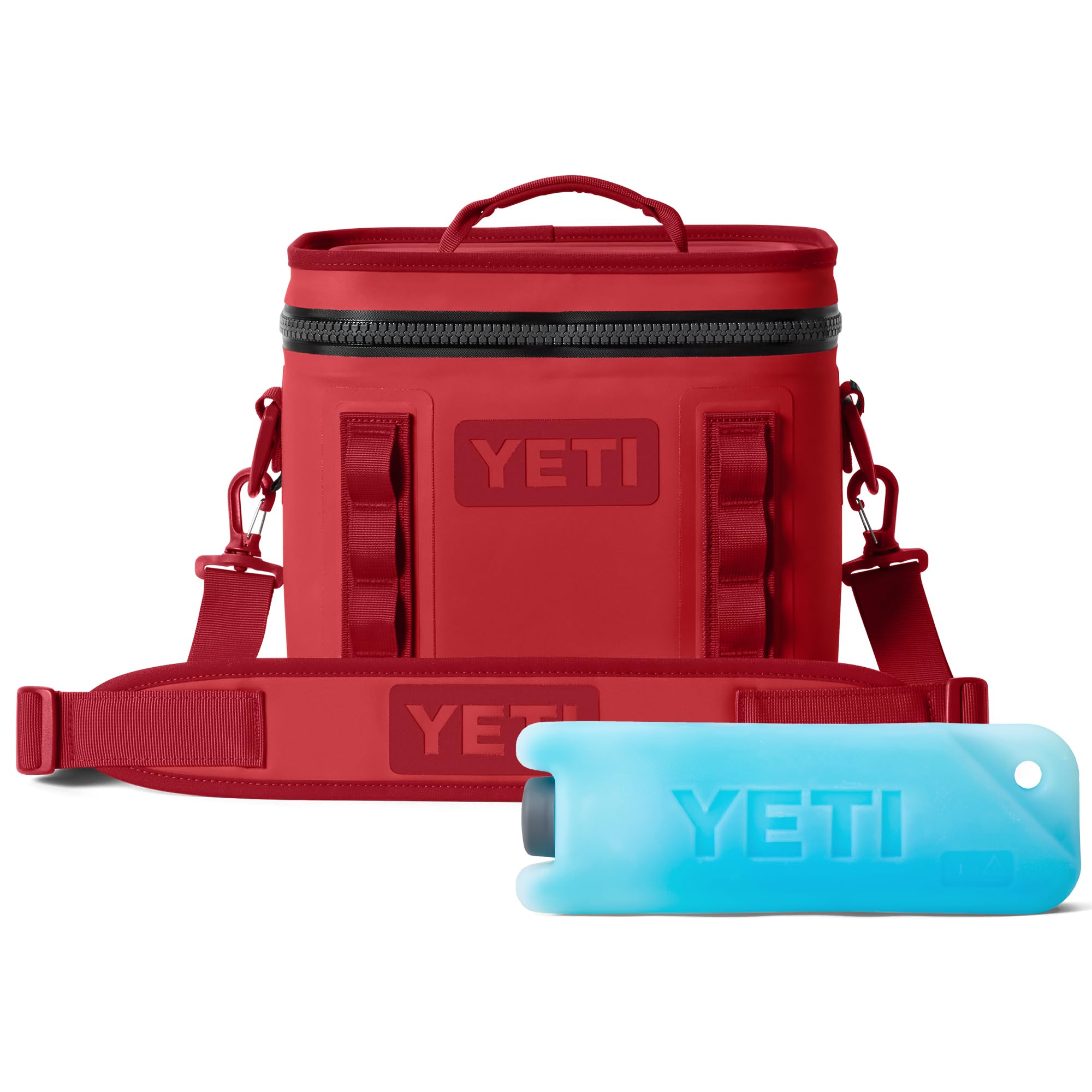 YETI Hopper Flip 8 Tragbare Kühlbox — Rescue Red mit ICE Block Kühlelement, 1 kg