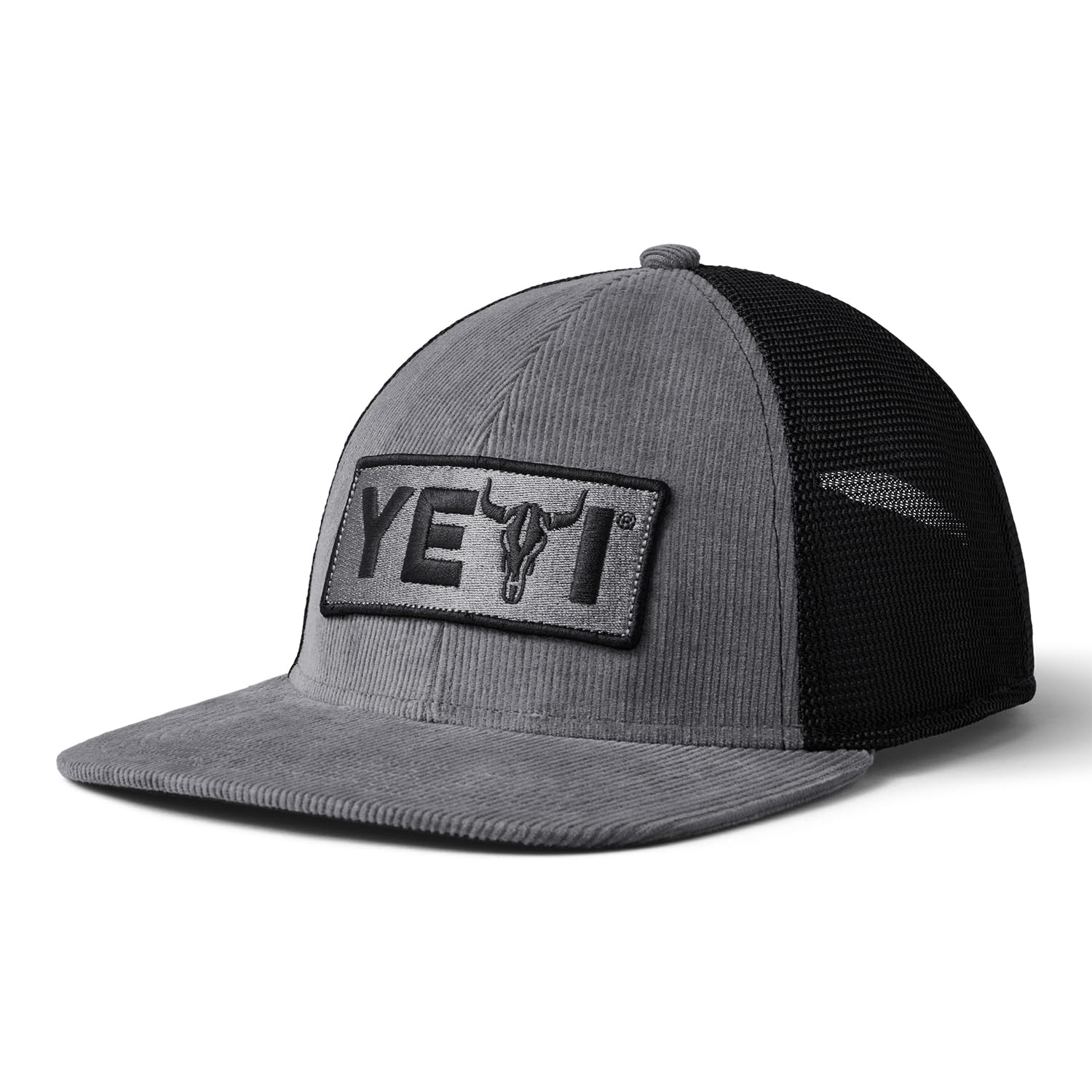 YETI Steer Badge Corduroy Flat Brim Hat, Schwarz