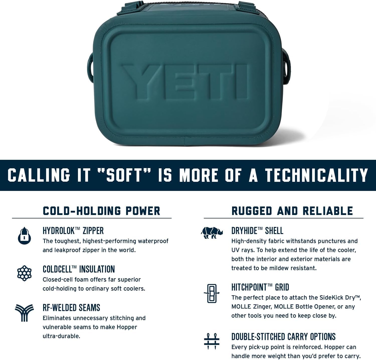 YETI Hopper Flip 8 Weiche Kühlbox, Ridgeline mit ICE Block wiederverwendbarem Kühlakku, 0,45 kg
